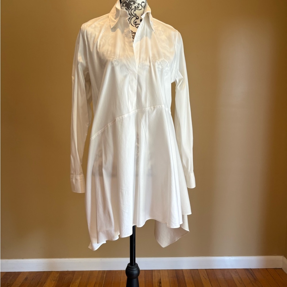 White Asymmetrical Shirt Dress